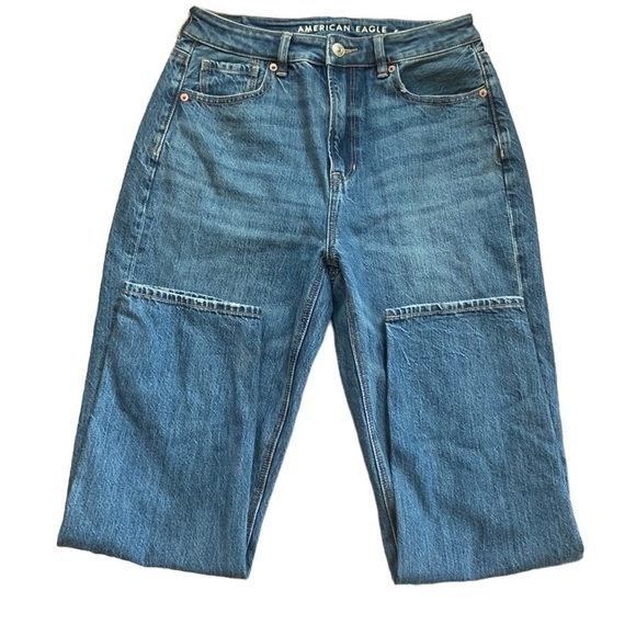 American Eagle Mom Straight High Waist Blue Jeans Size 4 - Picture 2 of 9